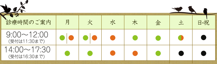 診療時間のご案内